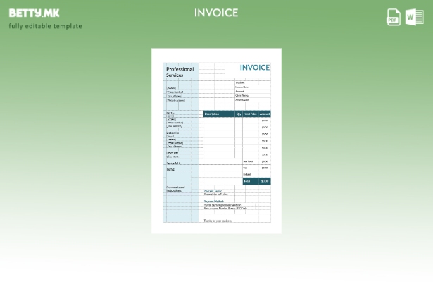 Шаблон за фактура за професионални услуги во модерен стил